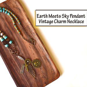 Earth Meets Sky Pendant & Vintage Charm Necklace